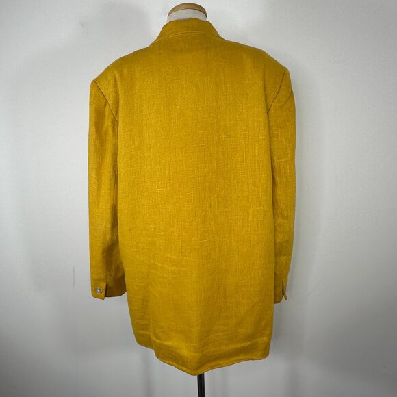 VTG International Scene Oversized Mustard Yellow Linen Blazer Women's Sz 15/16 - Picture 8 of 12